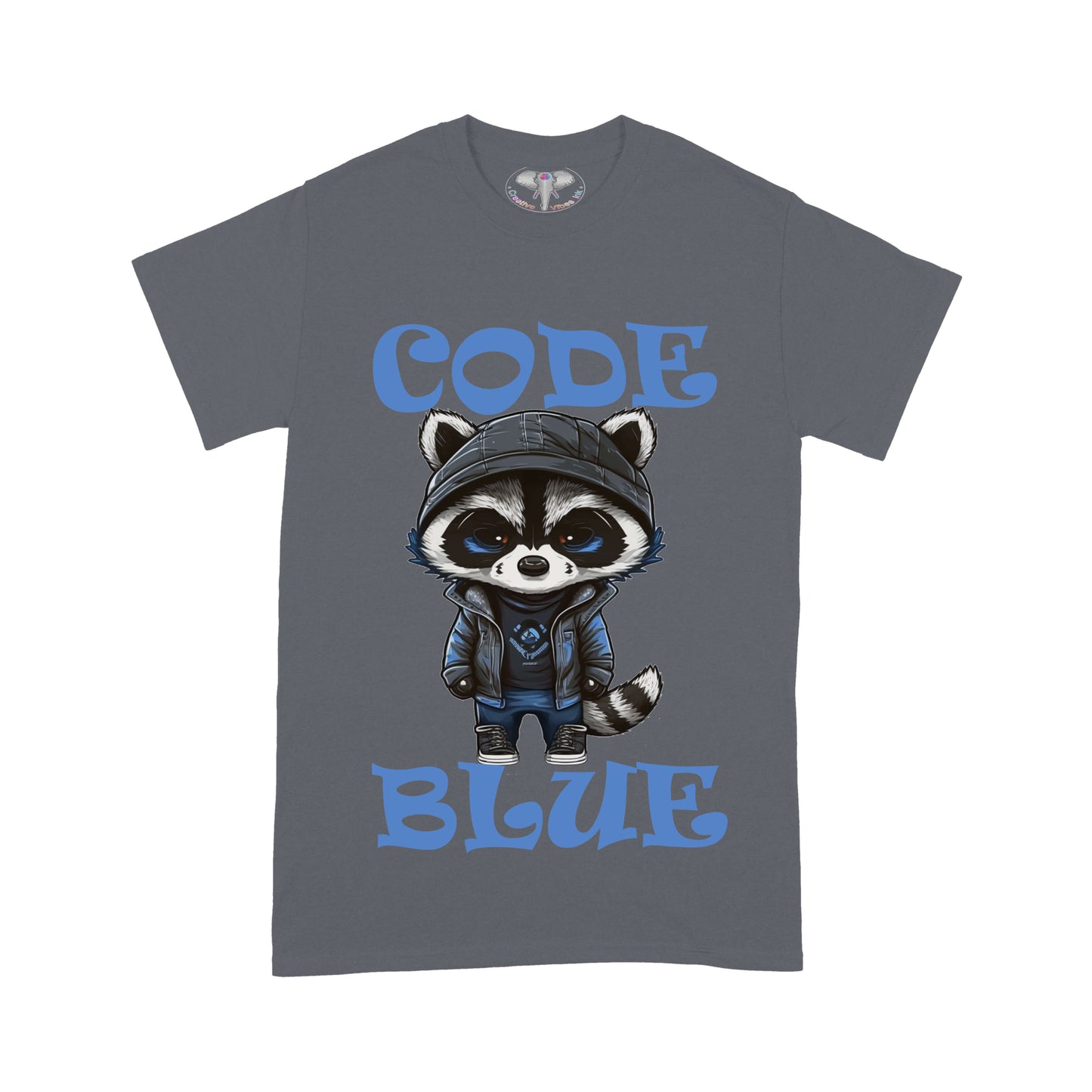 Racoon Code Blue Graphic T-shirt